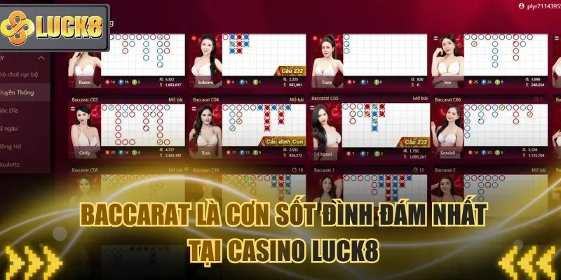 Baccarat là cơn sốt đình đám nhất tại Casino Luck8