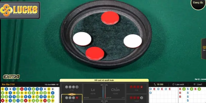 Giao diện trò Xóc đĩa online trên nền tảng Luck8
