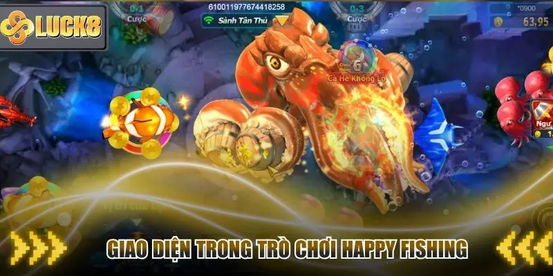 Giao diện trong trò chơi Happy Fishing trên Luck8