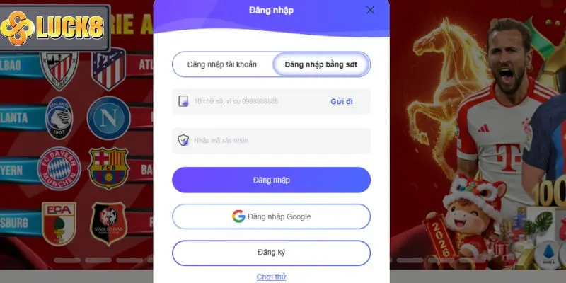 Truy cập bằng số điện thoại đăng ký Luck8 từ trước